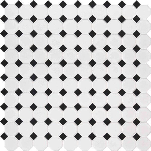 Msi Retro Octa Bianco 11.61 X 11.61 X 6Mm Glossy Porcelain Mosaic Tile, 15PK ZOR-MD-0359 - main